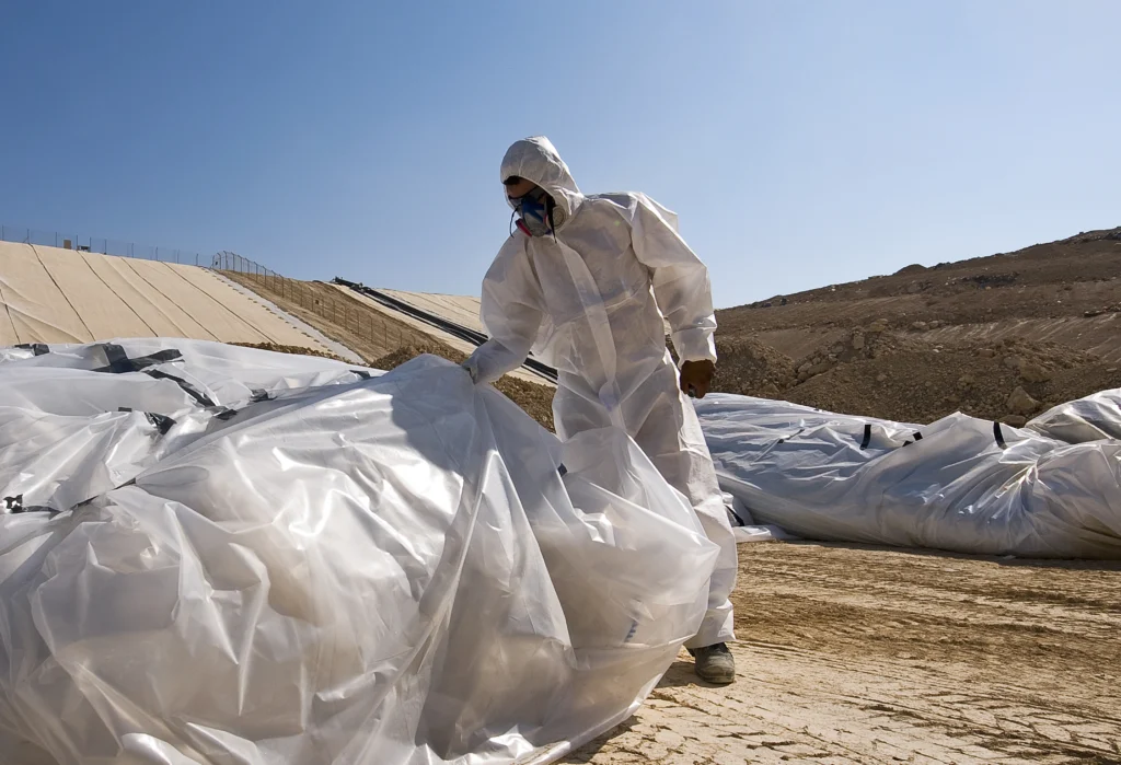 Disposing asbestos from an asbestos removal project