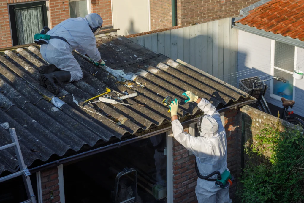 Removing an asbestos containing roof